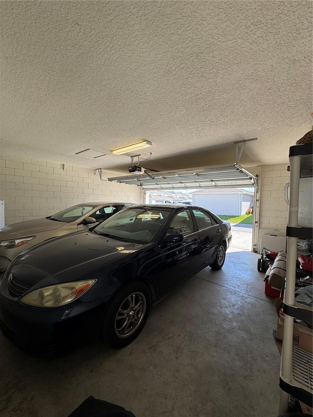 garage with a garage door opener