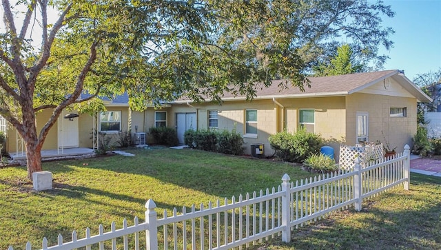 1501 NE 57th St, Ocala, FL 34479 - ranch-style home featuring concrete block siding, fence, and a front lawn