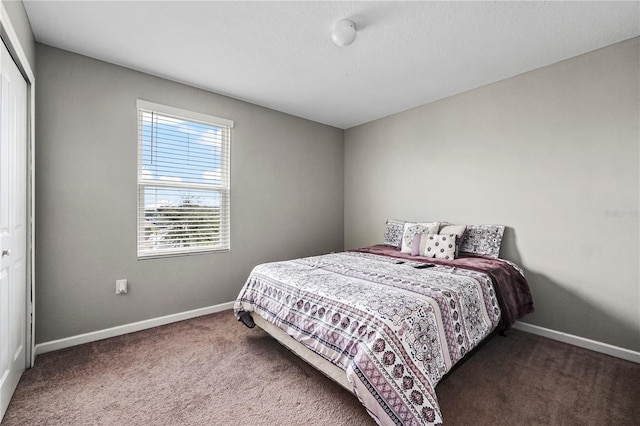 carpeted bedroom featuring a closet