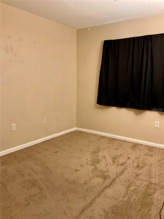 empty room featuring carpet and a textured ceiling