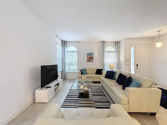 view of tiled living room