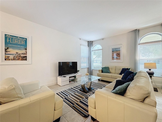 view of tiled living room