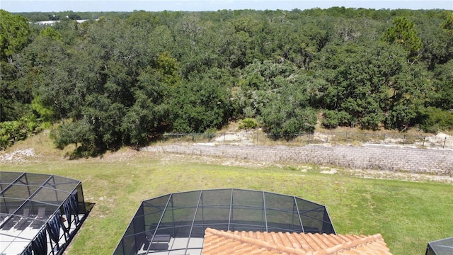 416 Orange Cosmos Blvd, Davenport, FL 33837 - view of green lawn with a lanai and a view of trees