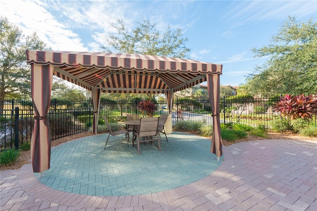 view of patio featuring a gazebo