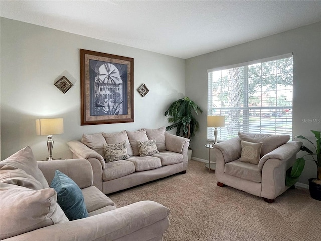 living room with carpet