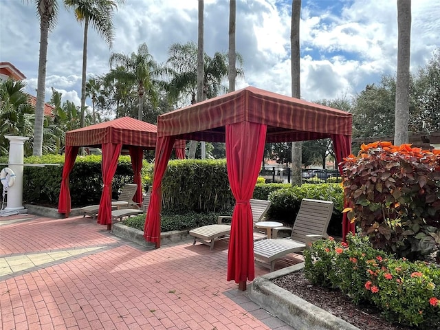 view of patio / terrace featuring a gazebo