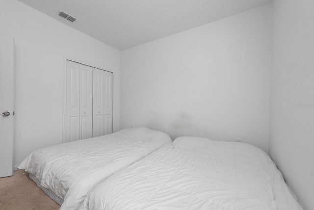 bedroom featuring a closet and carpet