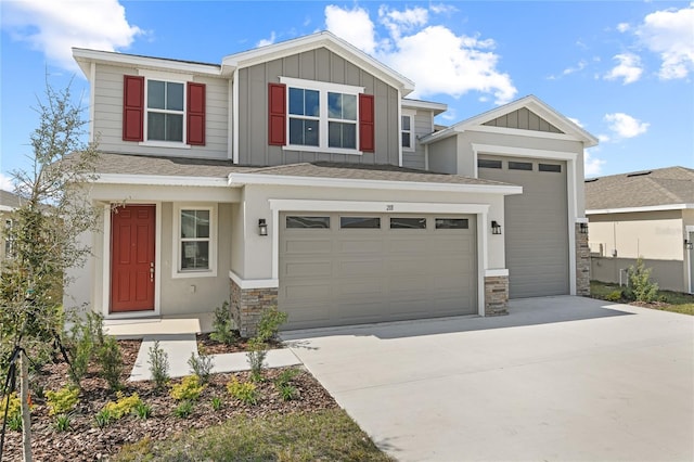 craftsman inspired home with a garage