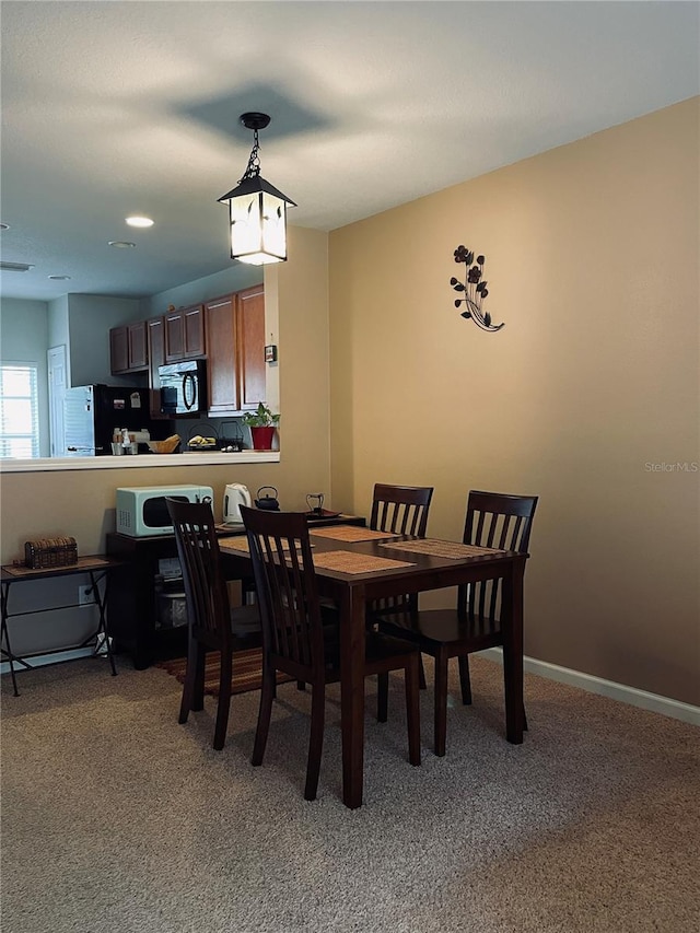 dining space featuring carpet floors