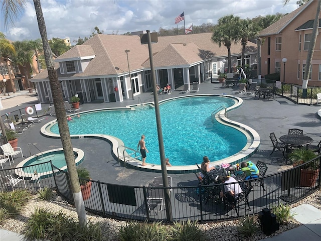 view of swimming pool featuring a patio