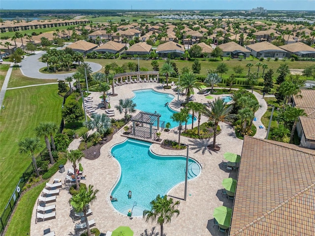 view of pool featuring a patio