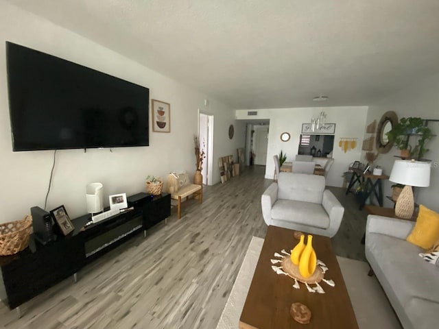 living room featuring light hardwood / wood-style floors