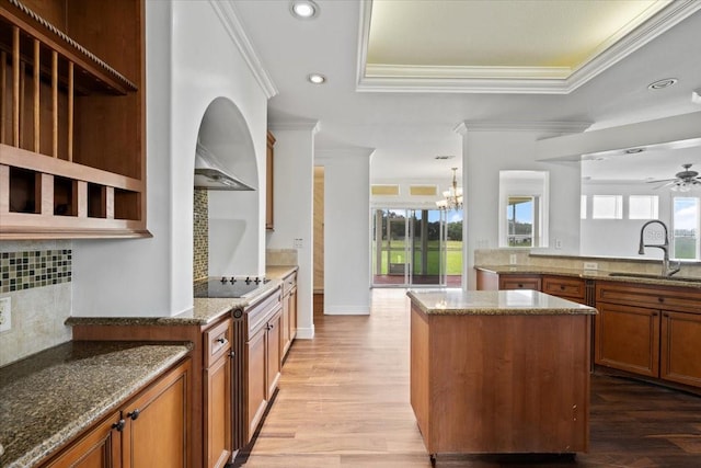 kitchen featuring plenty of natural light, sink, and light hardwood / wood-style floors