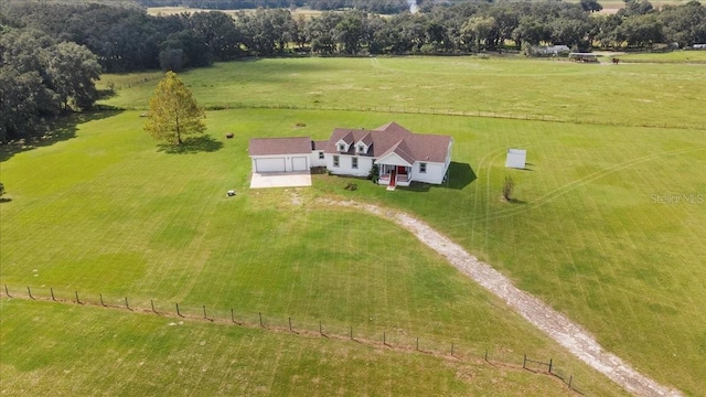 aerial view featuring a rural view