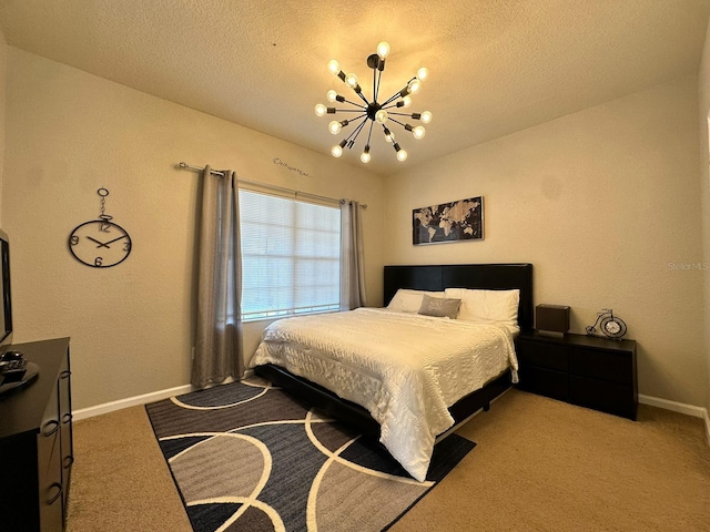 2321 Hinsdale Dr, Kissimmee, FL 34741 - bedroom featuring a chandelier, carpet floors, and a textured ceiling