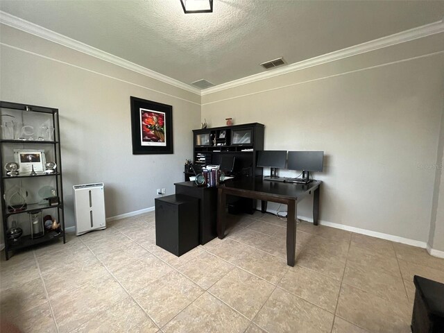 2321 Hinsdale Dr, Kissimmee, FL 34741 - tiled office featuring ornamental molding and a textured ceiling