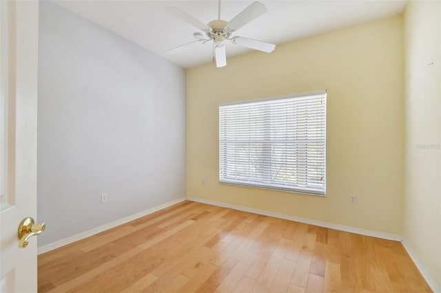 unfurnished room featuring wood-type flooring and ceiling fan