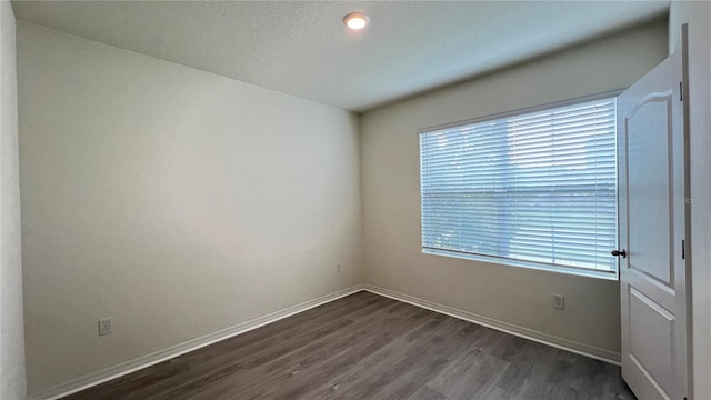 spare room featuring dark wood-type flooring