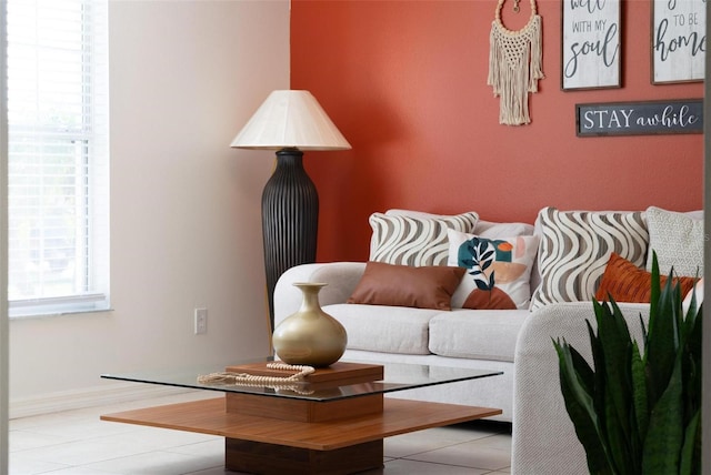 view of tiled living room