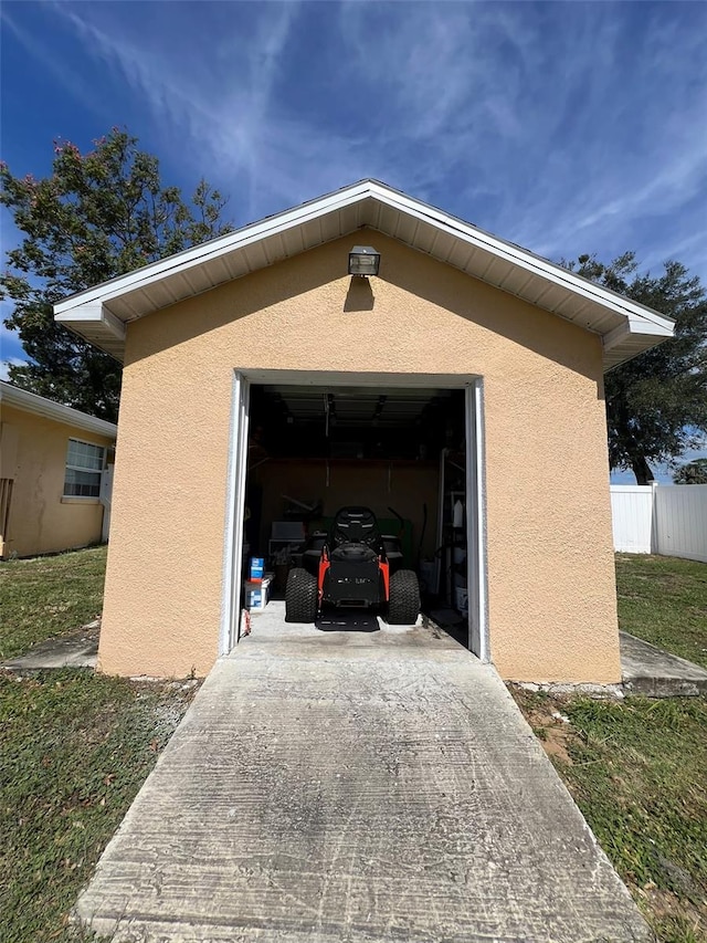 view of garage