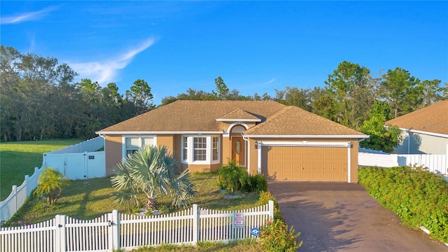 single story home featuring a garage