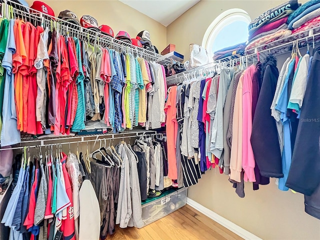 spacious closet with hardwood / wood-style floors