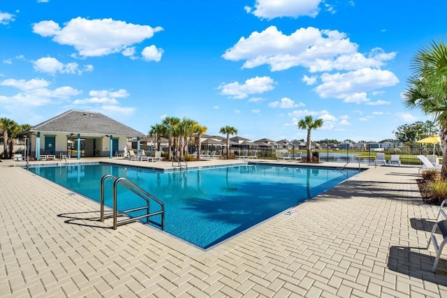 view of pool featuring a patio