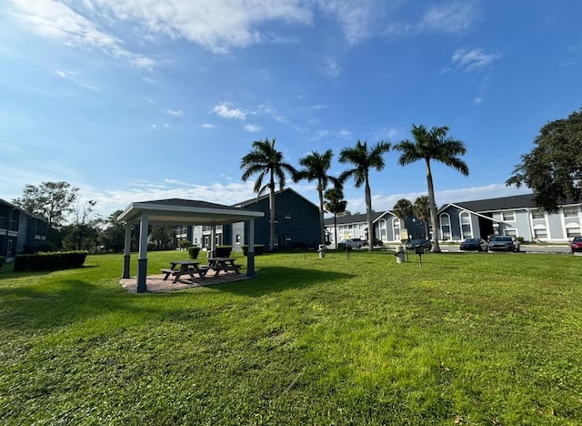 view of yard with a gazebo