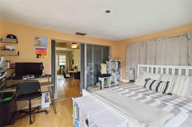 bedroom featuring light hardwood / wood-style floors