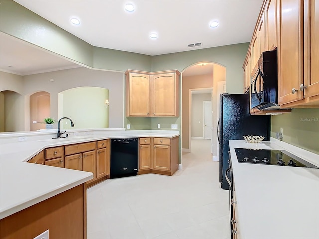 kitchen featuring black appliances and sink