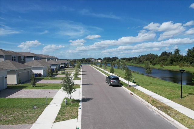 view of road featuring a water view