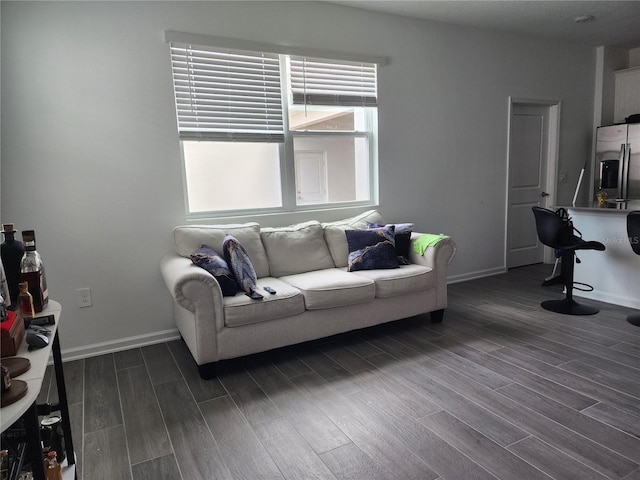 living room featuring dark hardwood / wood-style floors