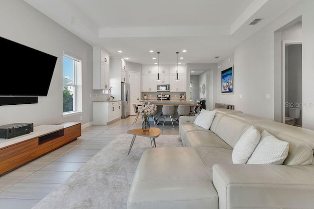 view of tiled living room