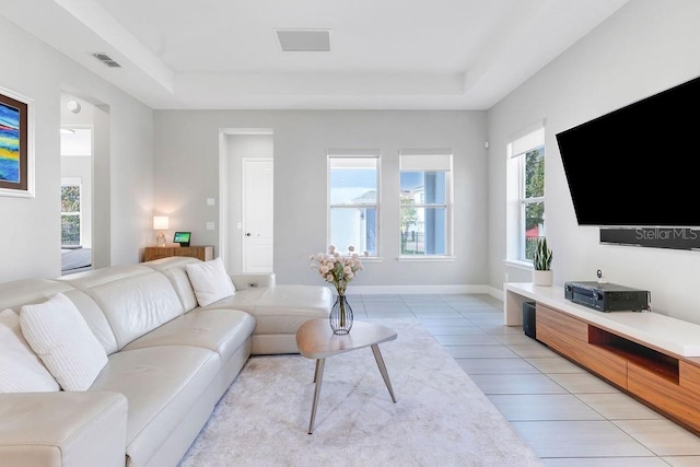 view of tiled living room