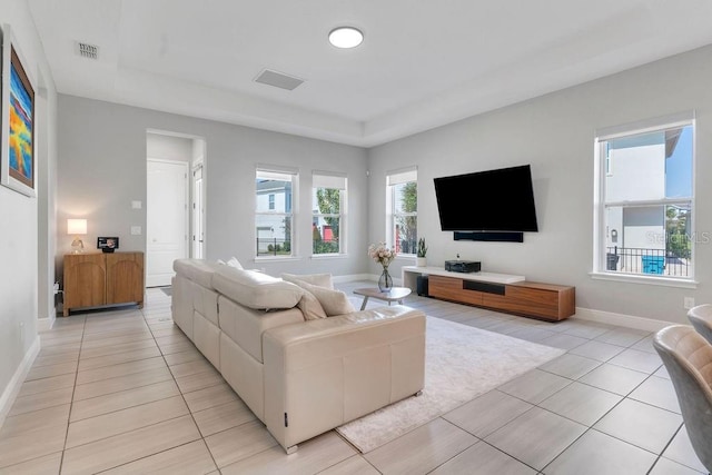 view of tiled living room