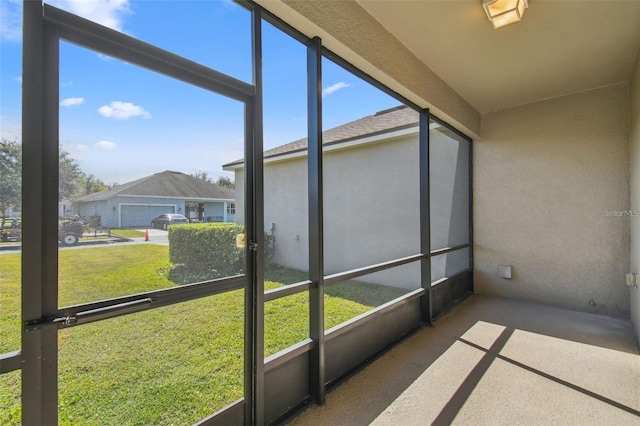 view of unfurnished sunroom