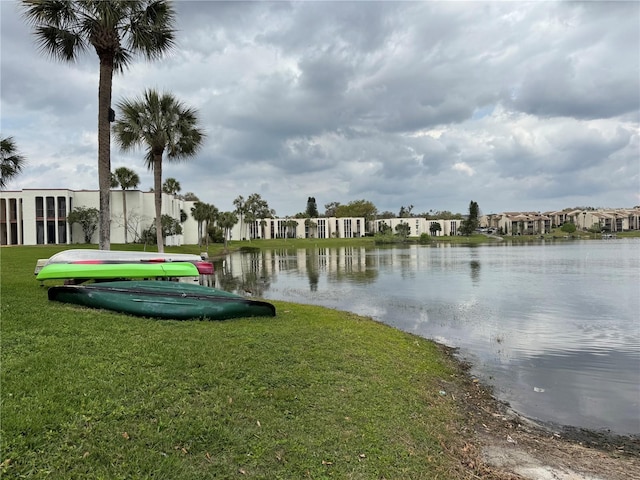 view of water feature with a residential view