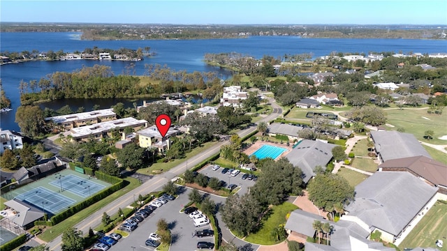 bird's eye view featuring a water view