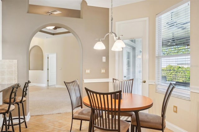 view of carpeted dining area