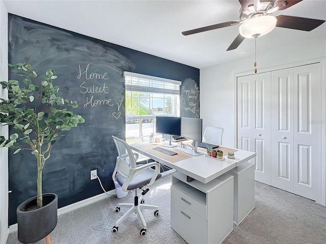 view of carpeted home office