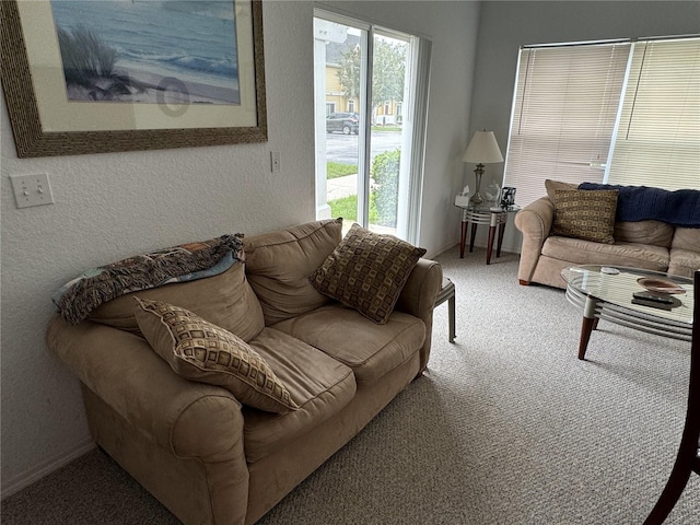 carpeted living room with a healthy amount of sunlight