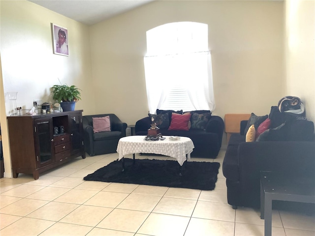 view of tiled living room