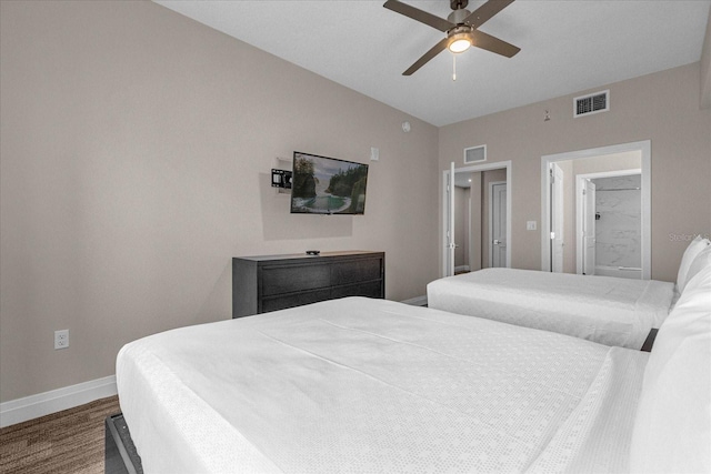 bedroom featuring ceiling fan and hardwood / wood-style floors