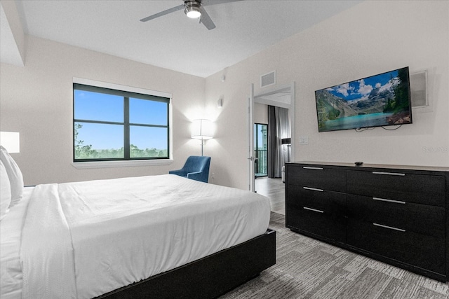 bedroom featuring ceiling fan