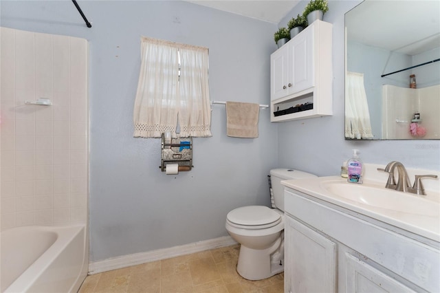 full bathroom with vanity, toilet, and shower / bathing tub combination