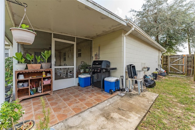 view of patio with a grill