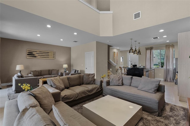 view of tiled living room