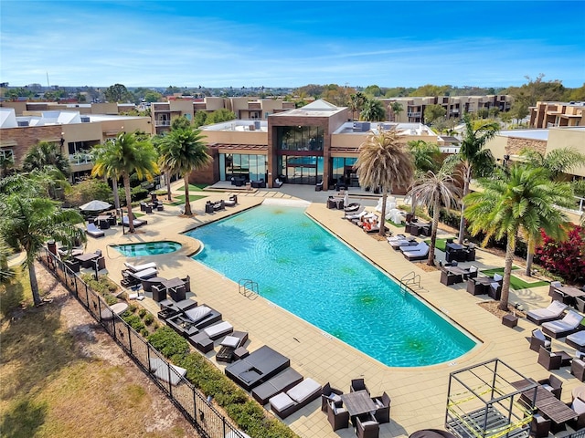 view of pool featuring a patio