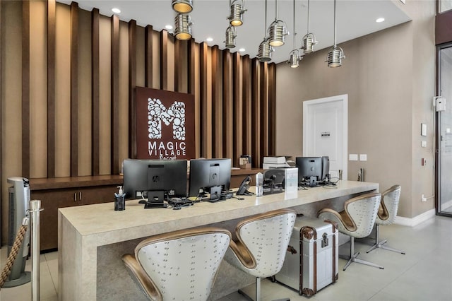 office space featuring light tile patterned floors