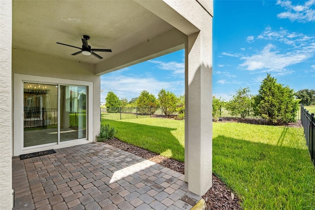 view of patio / terrace with ceiling fan